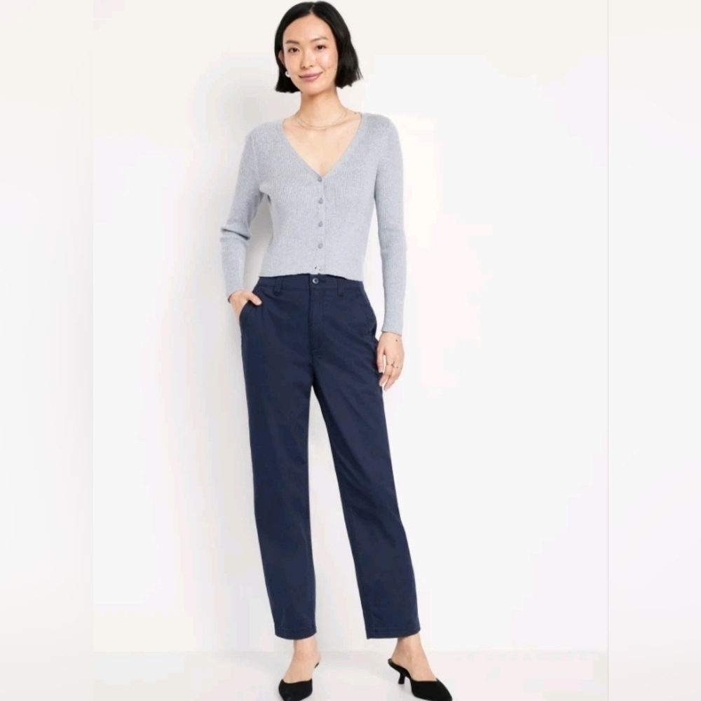 Old Navy High-Waisted OGC Chino Pants Tapered Straight Navy Blue Size Large NWT